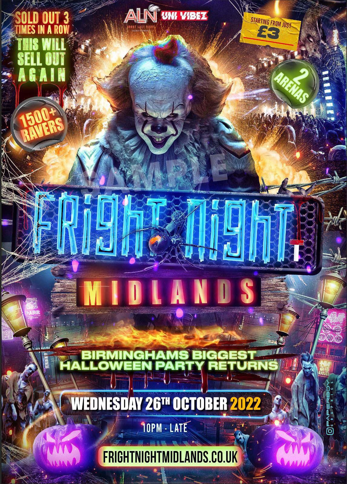 FRIGHT NIGHT MIDLANDS Birmingham's BIGGEST Halloween Party DOOR