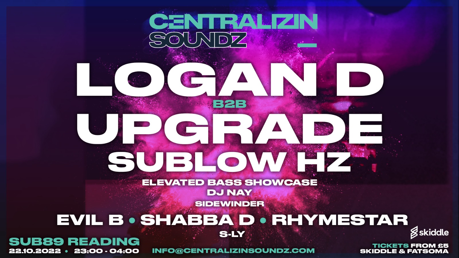 Centralizin Soundz Reading – Logan d b2b Upgrade, Evil B + Shabba D