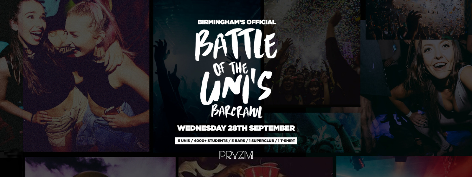 TONIGHT – Official Battle Of The Unis Bar Crawl – Ending at Pryzm!! [FINAL T-SHIRTS]