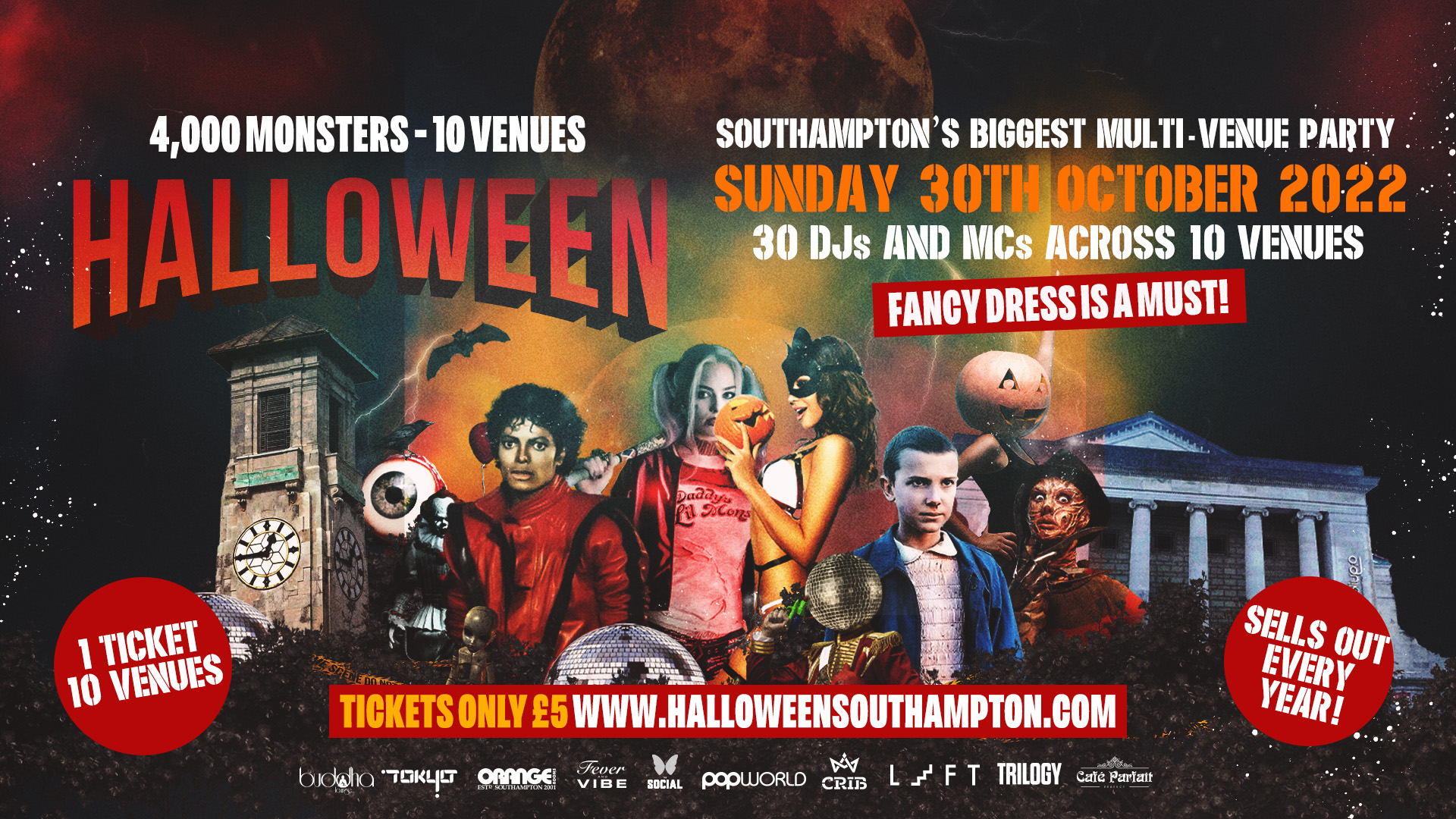 Halloween Southampton 2022 • 4,000 Monsters, 10 Venues, 1 Wristband at