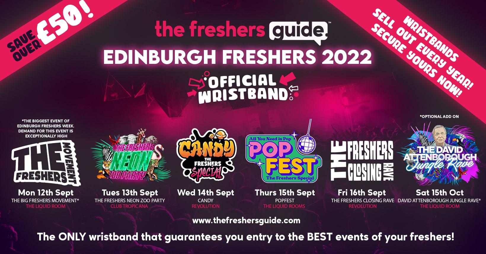 Edinburgh Freshers Guide Wristband Bundle 2022 The OFFICIAL & BIGGEST