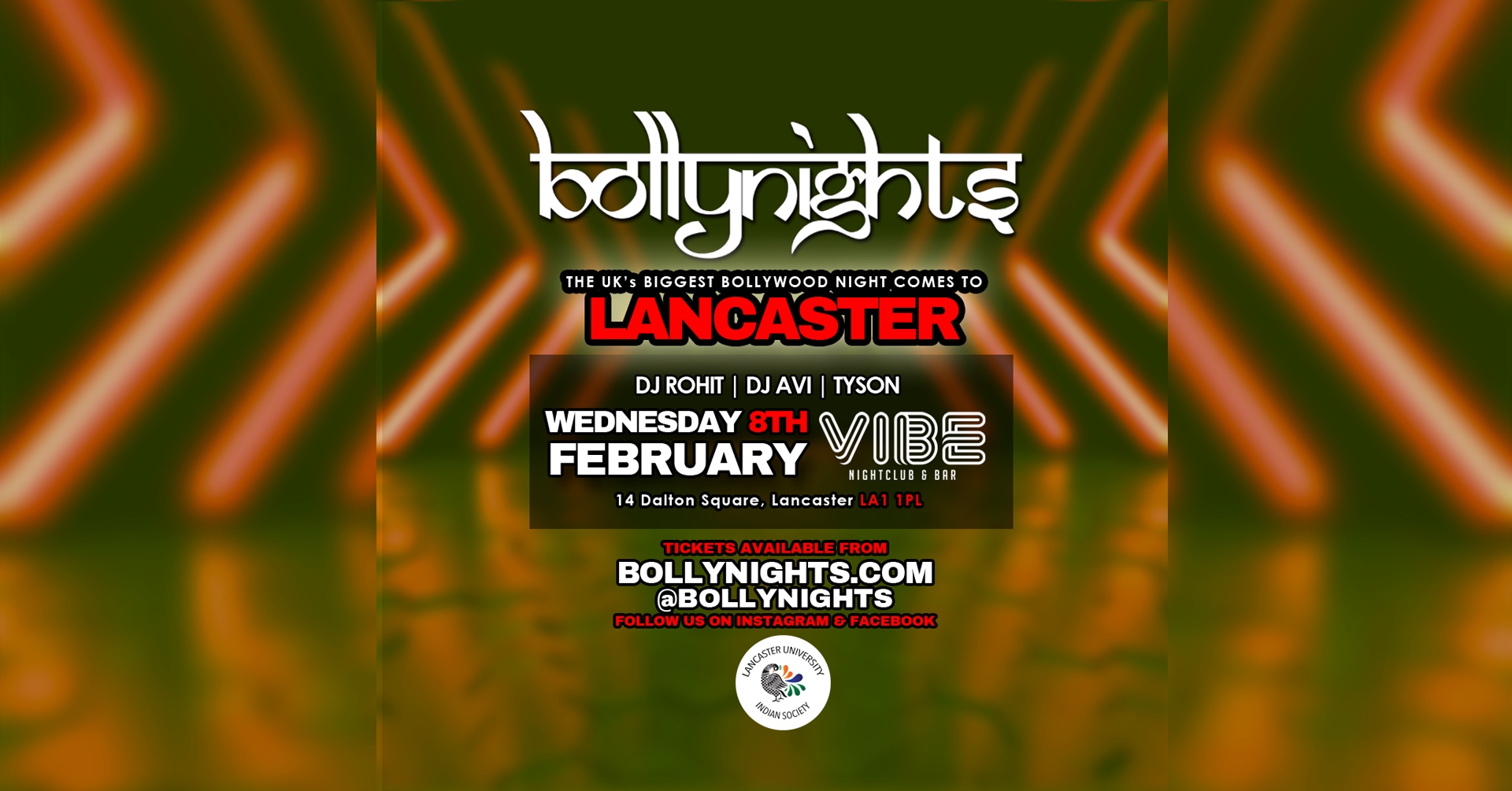 Bollynights Lancaster:  Wednesday 8th February | VIBE