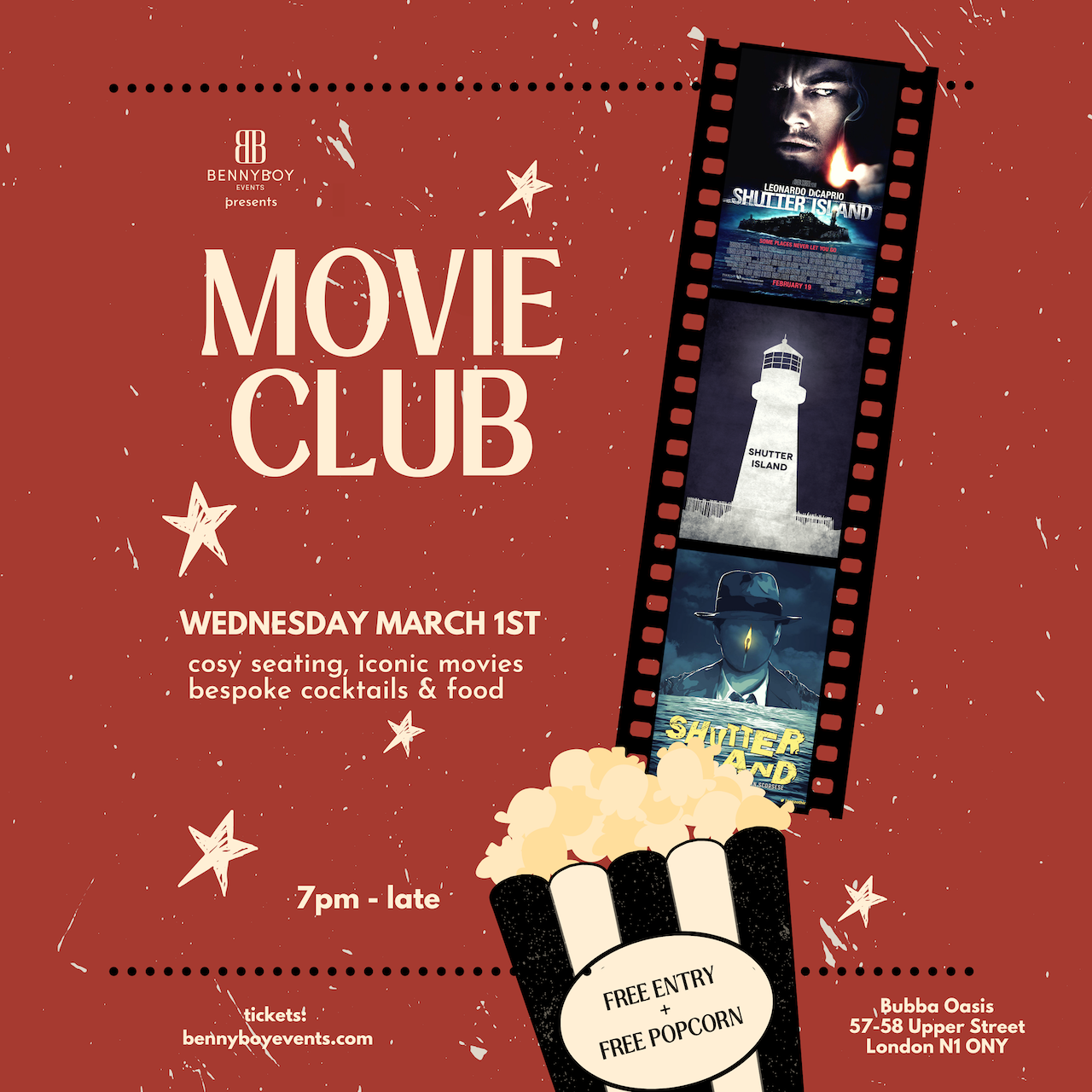 Movie Club @ Bubba Oasis (Shutter Island) at Bubba Oasis, London on 1st Mar  2023 | Fatsoma