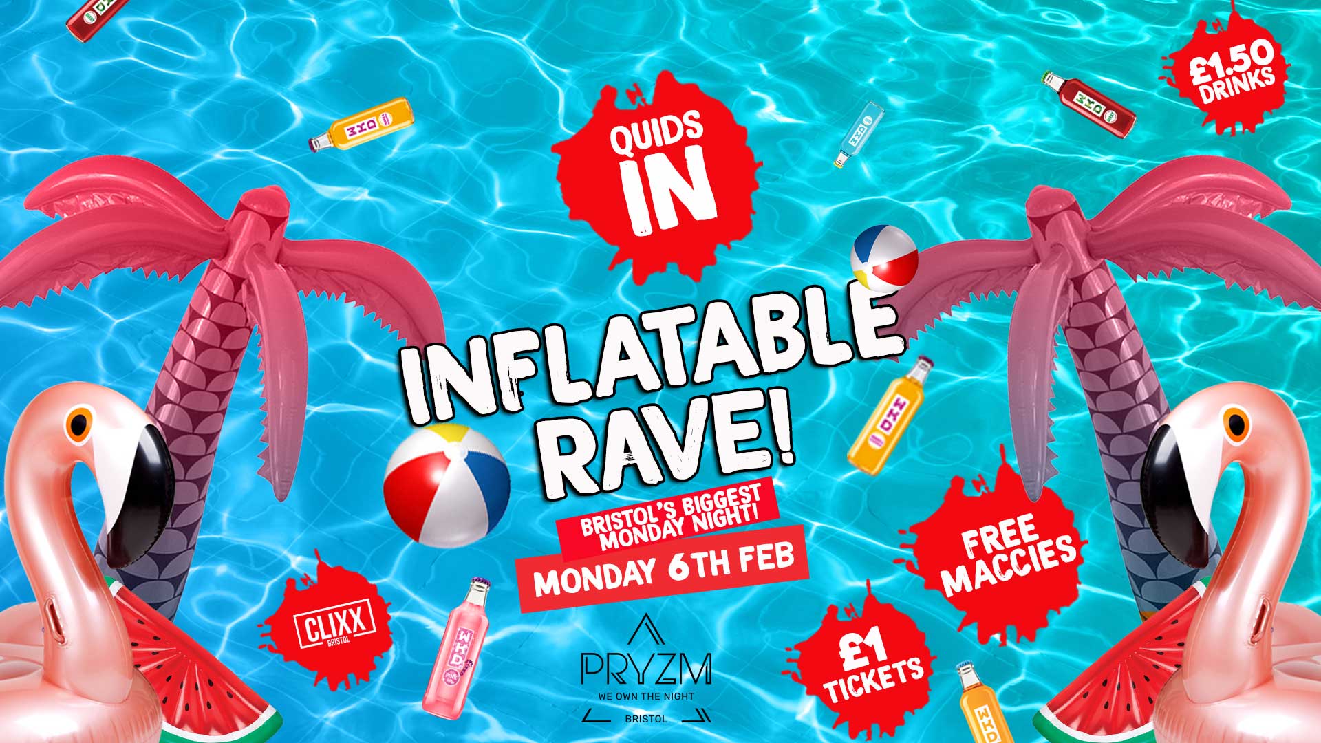 QUIDS IN – Inflatable Rave! –  £1 Tickets