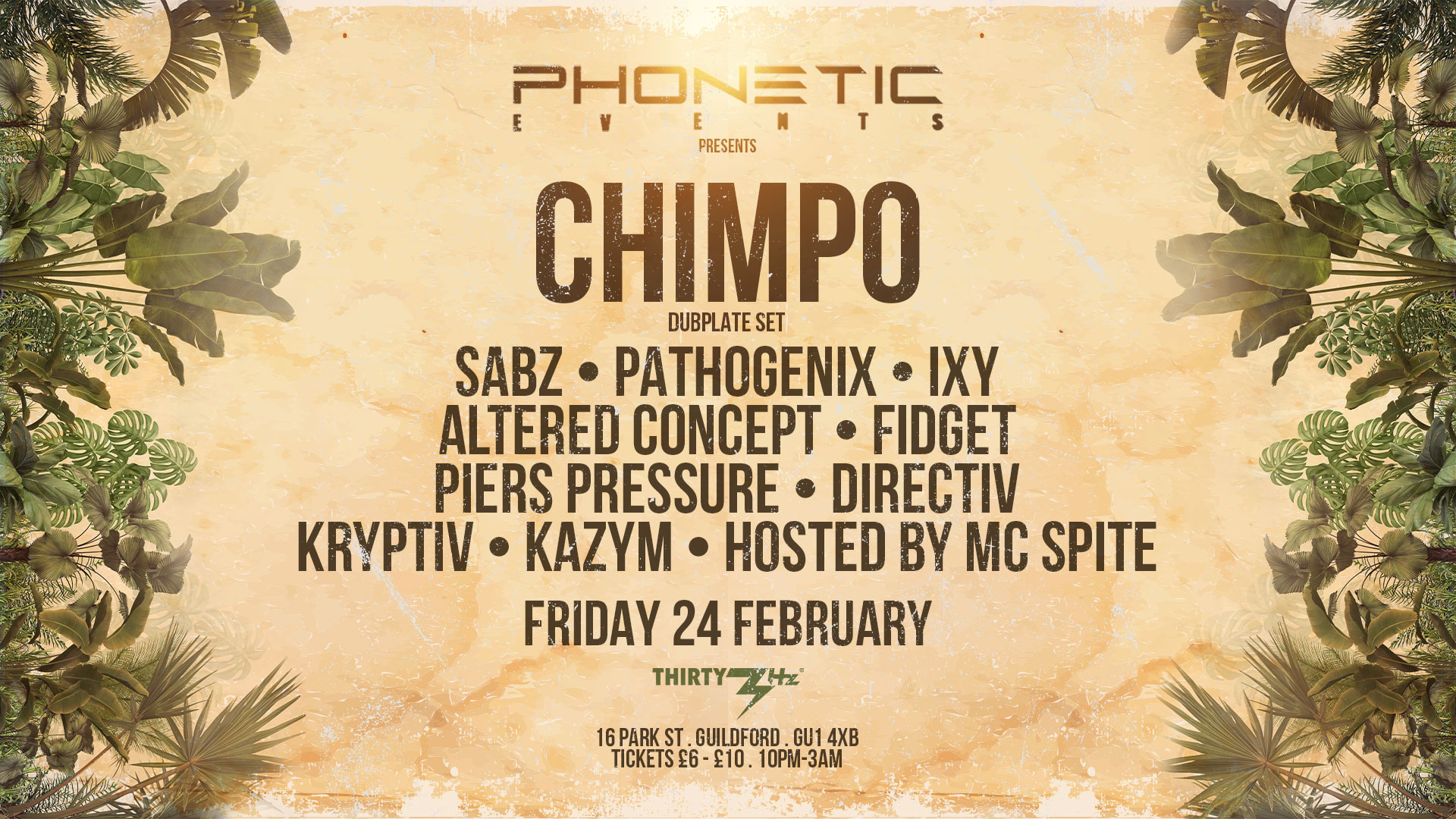 Phonetic Events Presents - Chimpo at Thirty3Hz, Guildford on 24th Feb ...