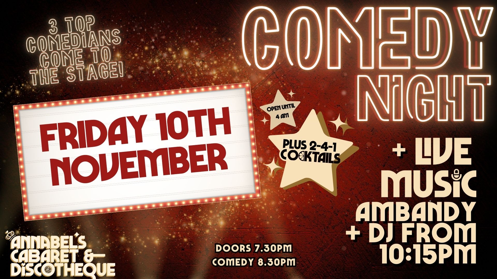 COMEDY NIGHT + Live Music: Ambandy // Annabel’s Cabaret & Discotheque