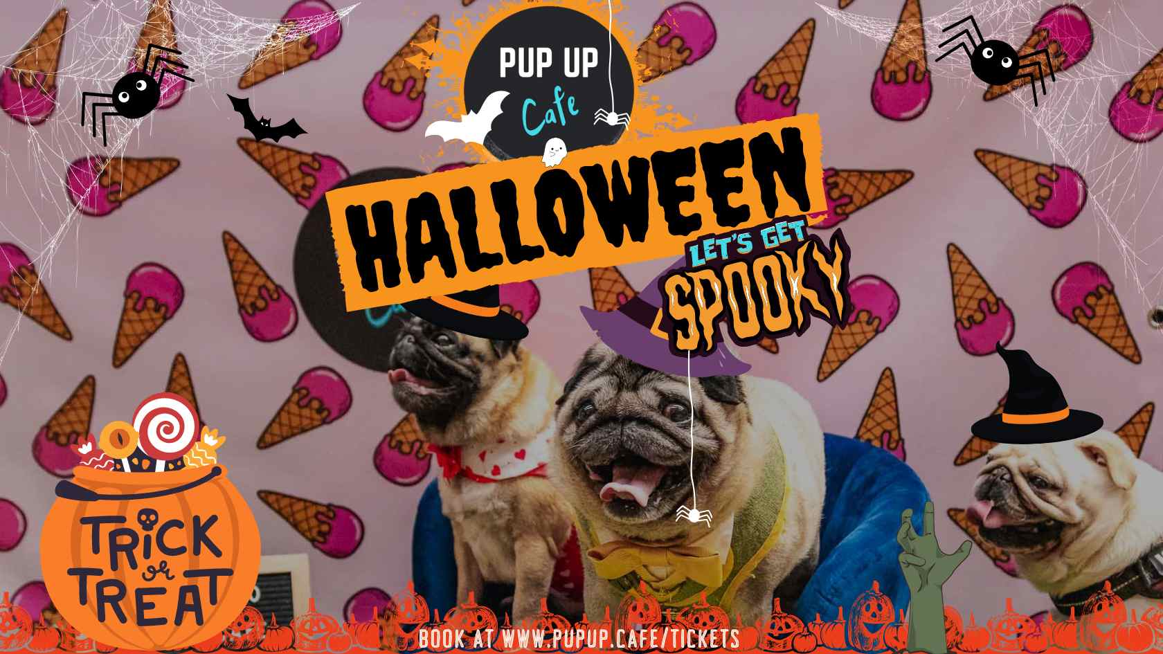 Pug Pup Up Cafe – Nottingham | HALLOWEEN! 🎃