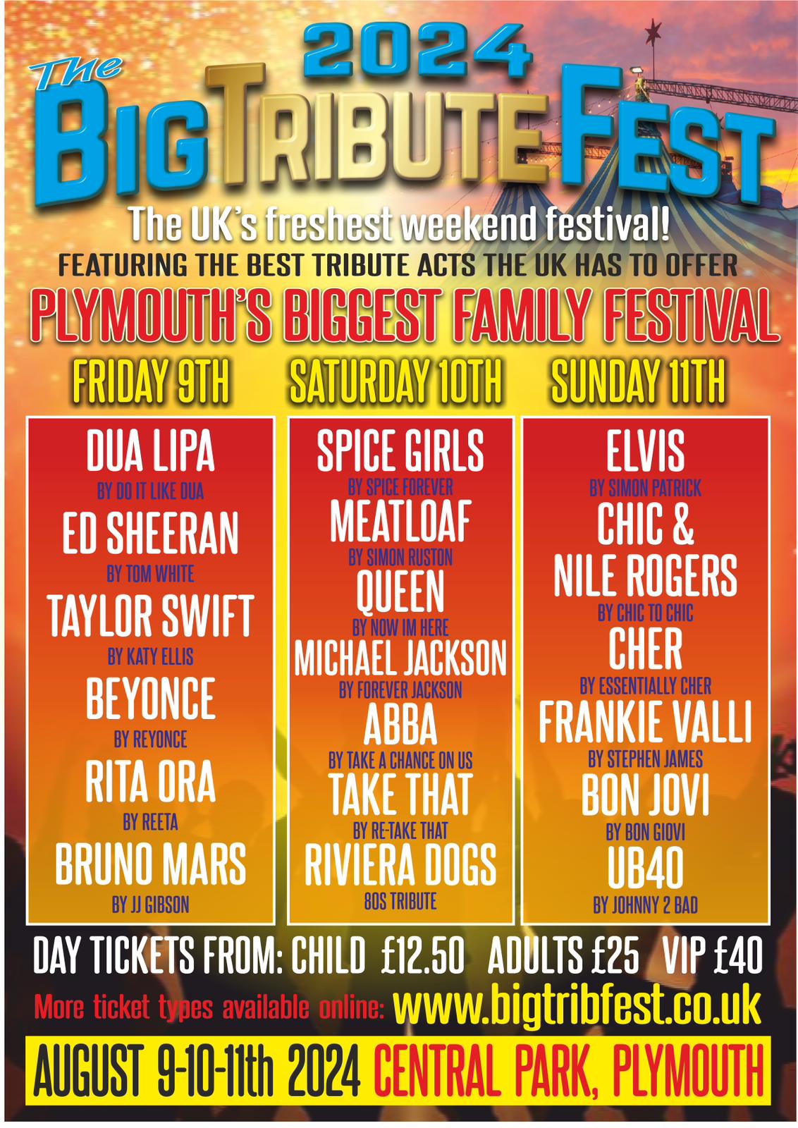 The Big Tribute Fest Central Park Plymouth 2024 at Central Park