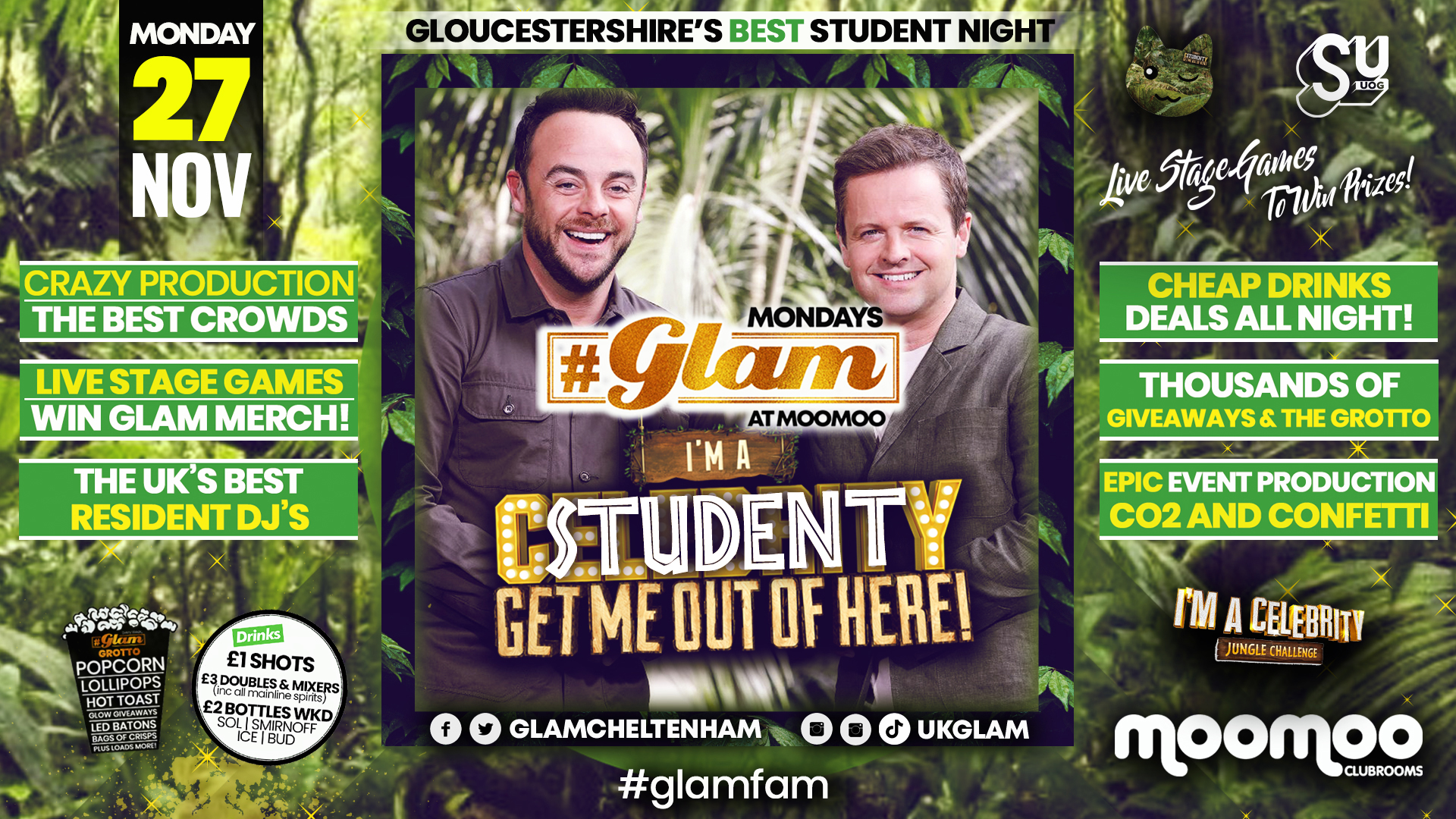 Glam – I’m a Student Get Me Out of Here & UOG Tash Bash 🐍