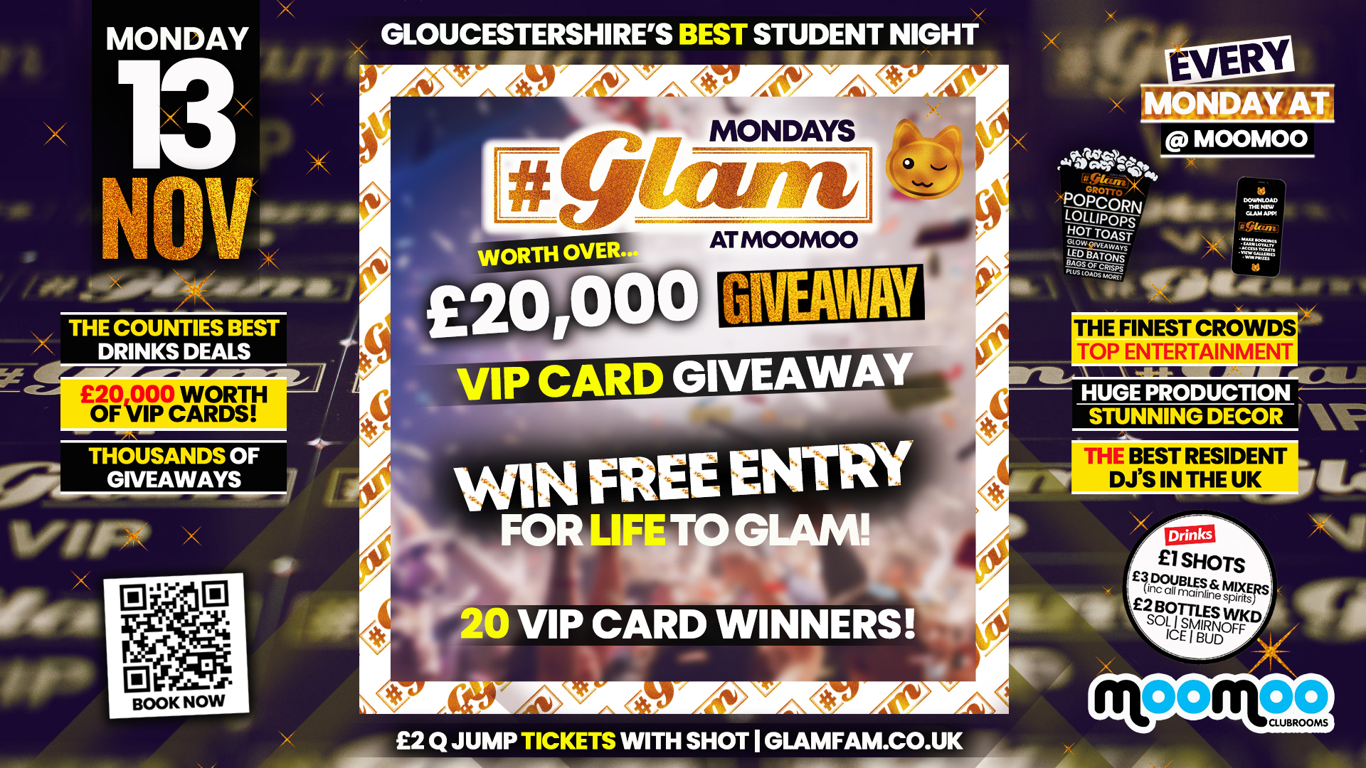 Glam – Win Free Entry for Life! Gloucestershire’s Best Student Events!