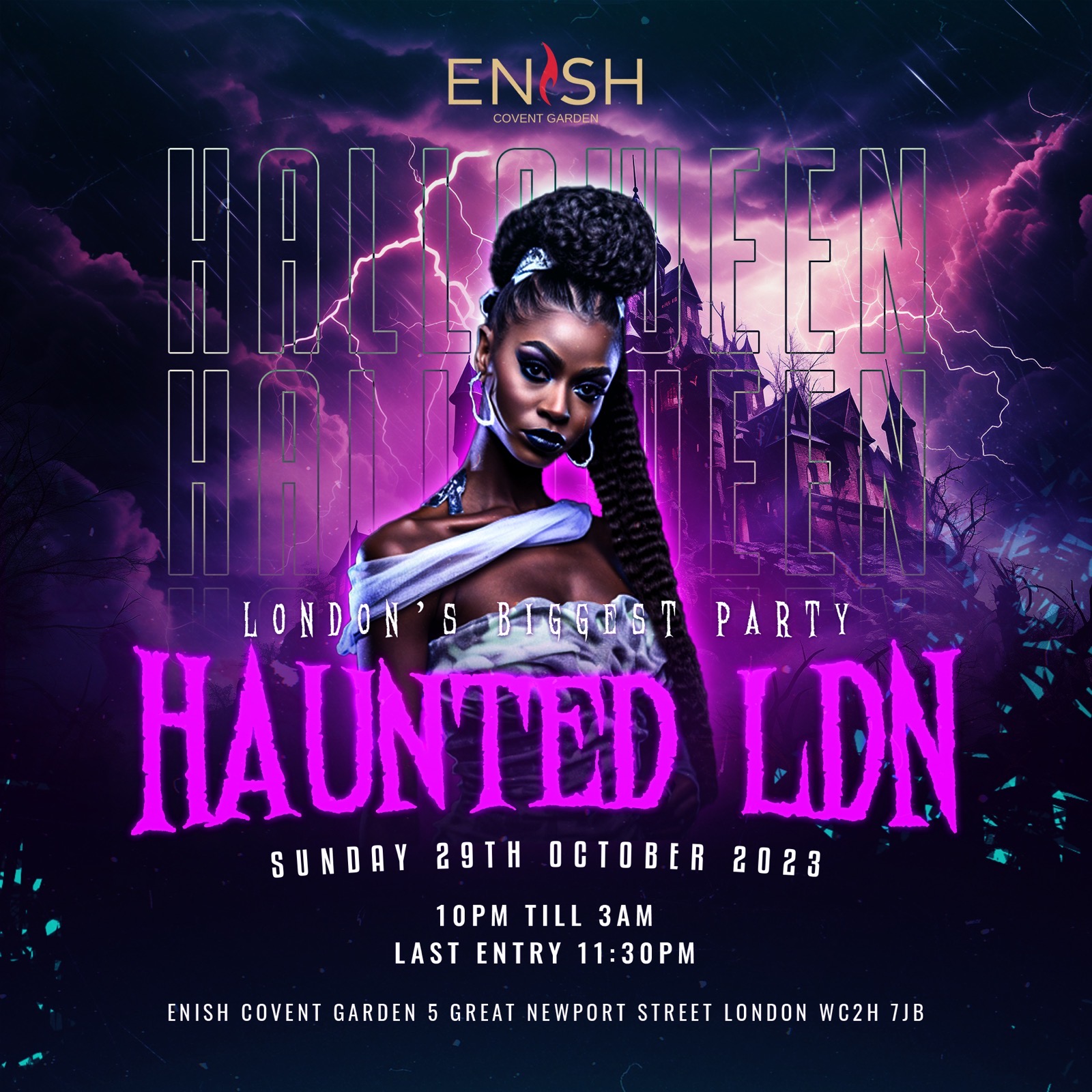 Haunted LDN FREE Halloween Party TONIGHT! at ENISH LOUNGE, London