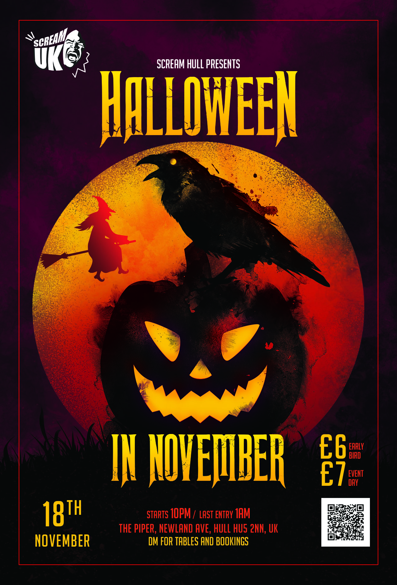 SCREAM HULL (HALLOWEEN) at The Piper, Kingston upon Hull on 18th Nov