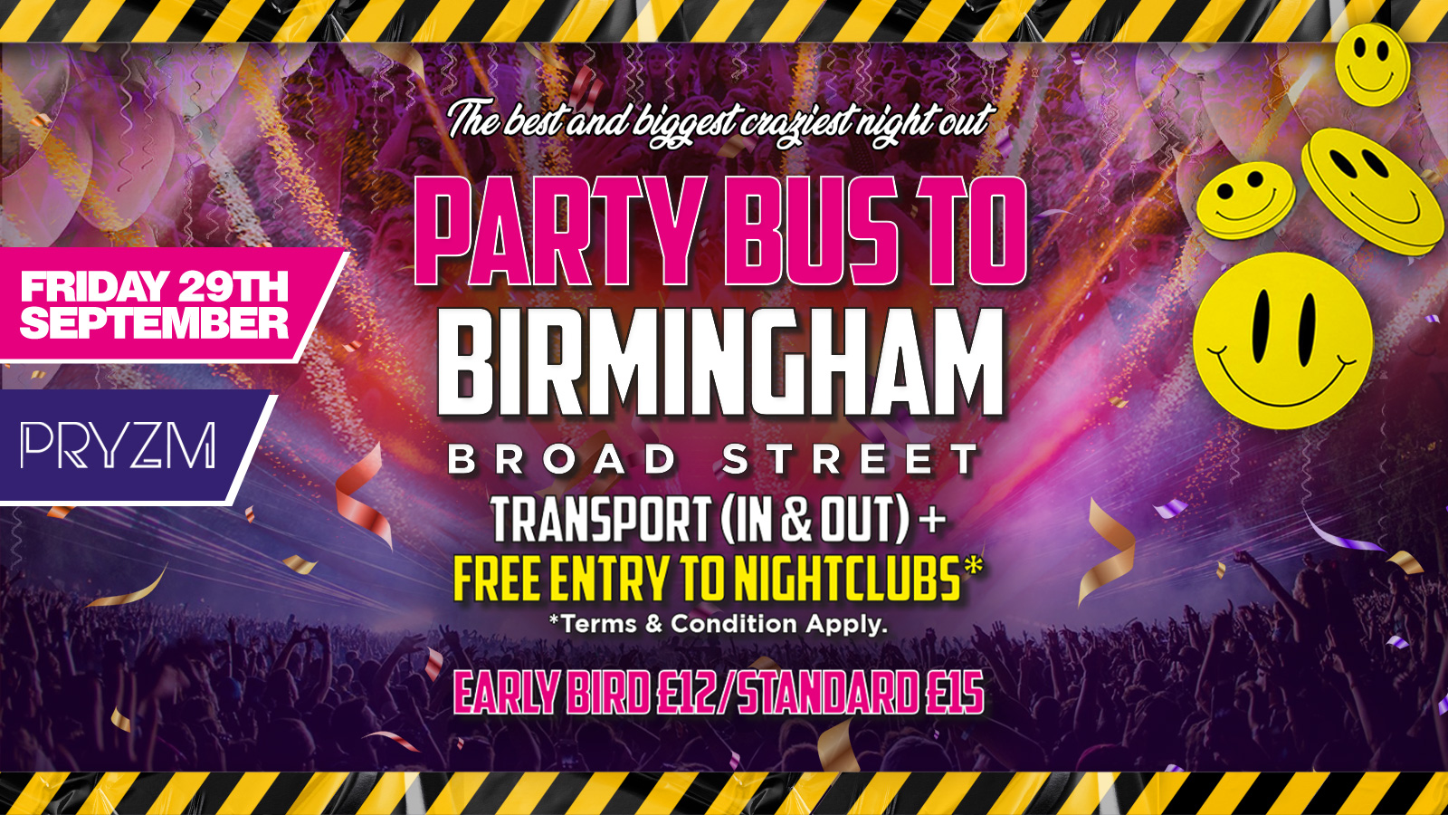 Party Bus to PRYZM Birmingham | Coventry Freshers 2023