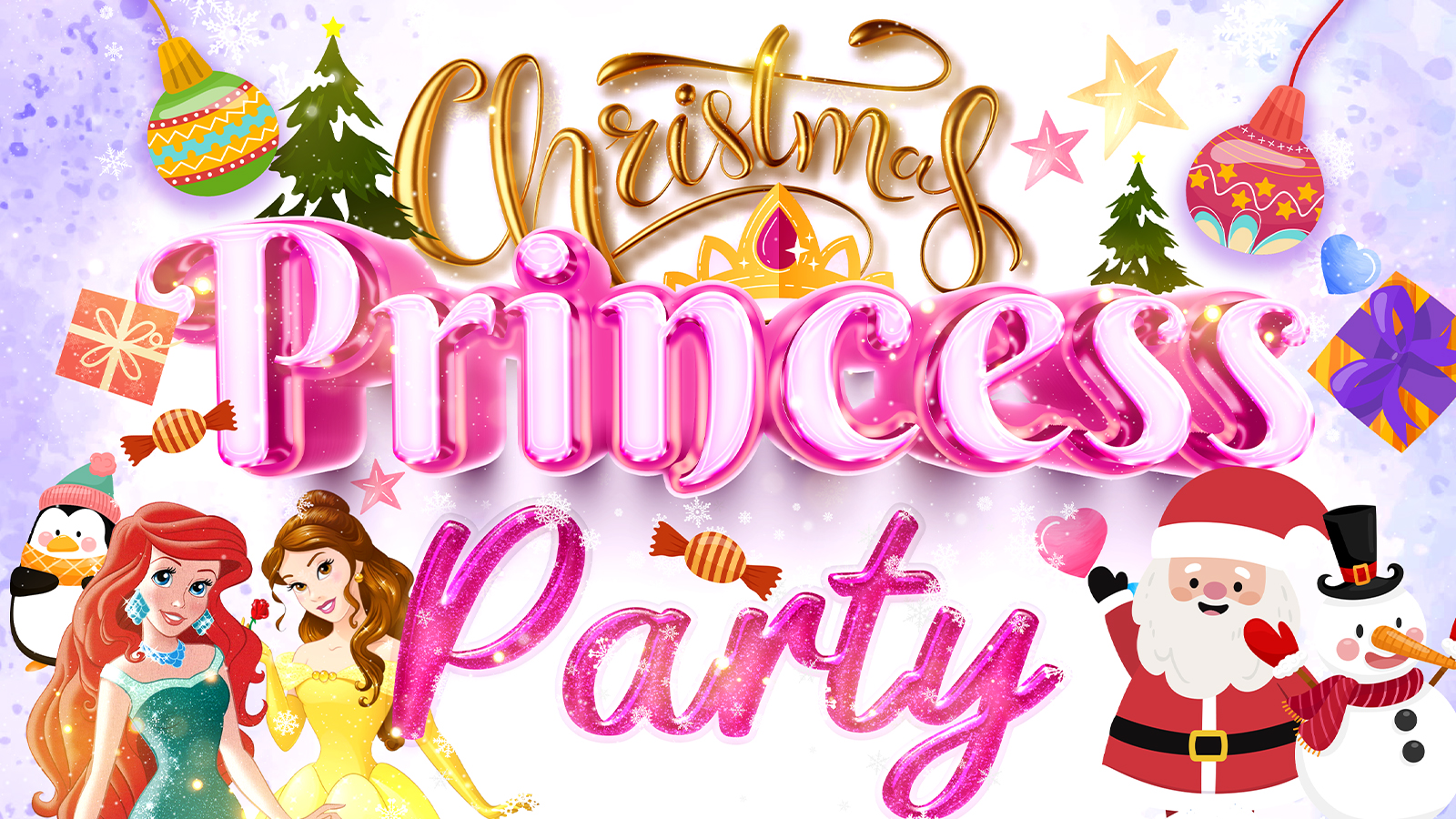 👑 👸🏼 THE CHRISTMAS PRINCESS PARTY at 11.30am – live sing-a-longs and games 👸🏼 👑  with Ariel and Belle