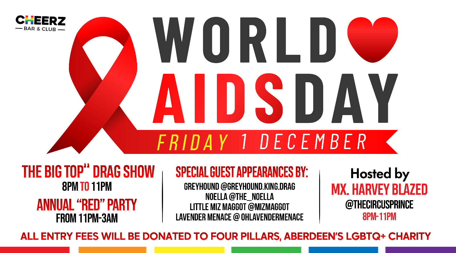 CHEERZ | World AIDS Day 2023 at CHEERZ, Aberdeen on 1st Dec 2023 | Fatsoma