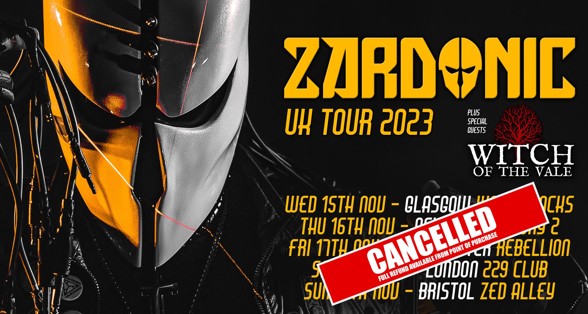 CANCELLED – ZARDONIC + Witch of the Vale & Gunpoint X  – Glasgow