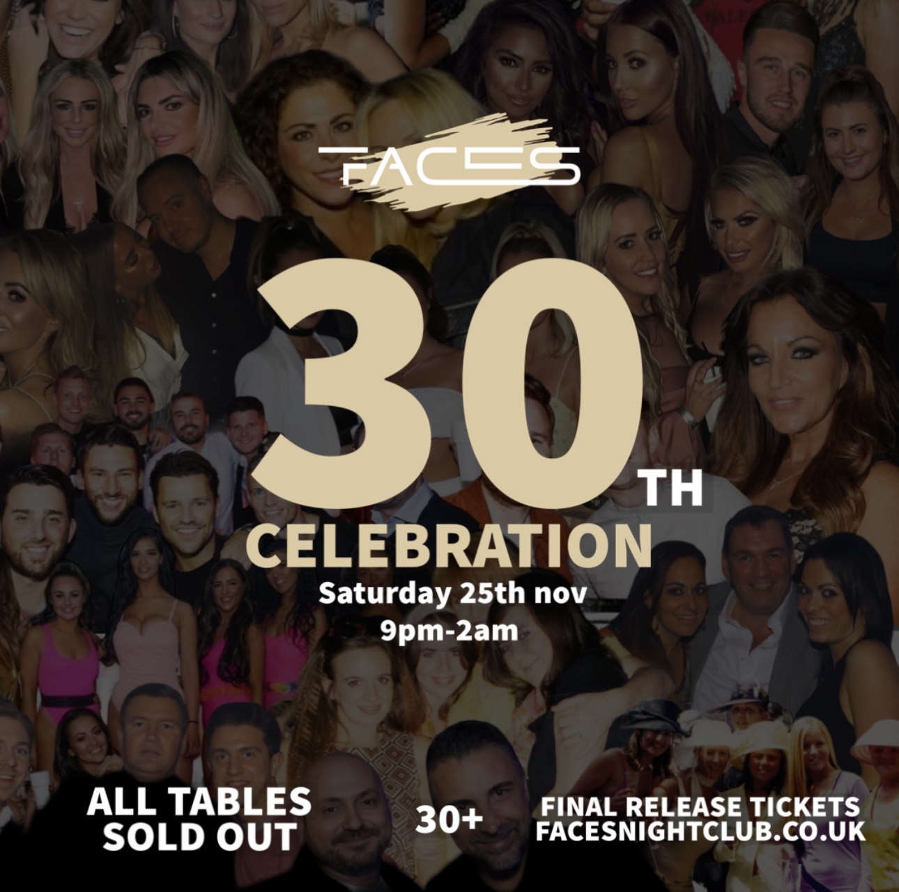 Pay on door event Faces 30th Celebration 19932023 at Faces