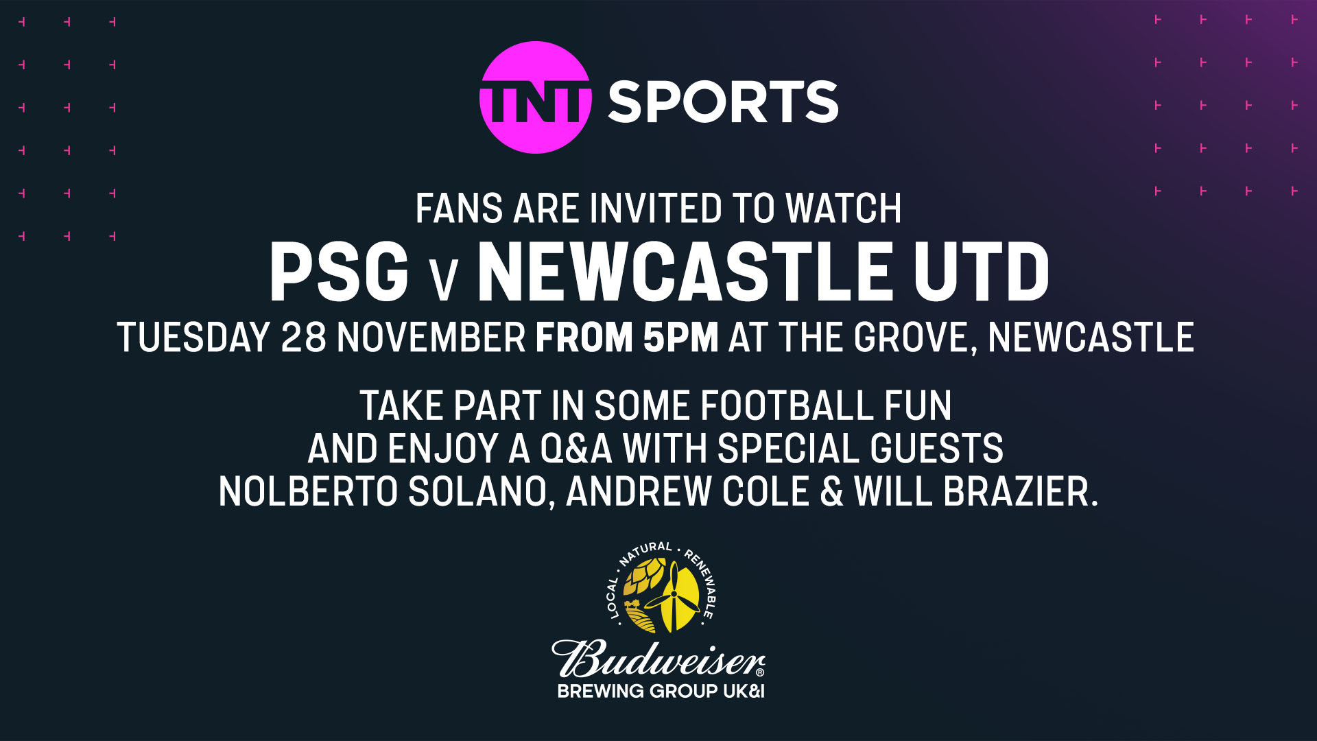 TNT and The Grove Presents… NUFC VS PSG Live at the Grove