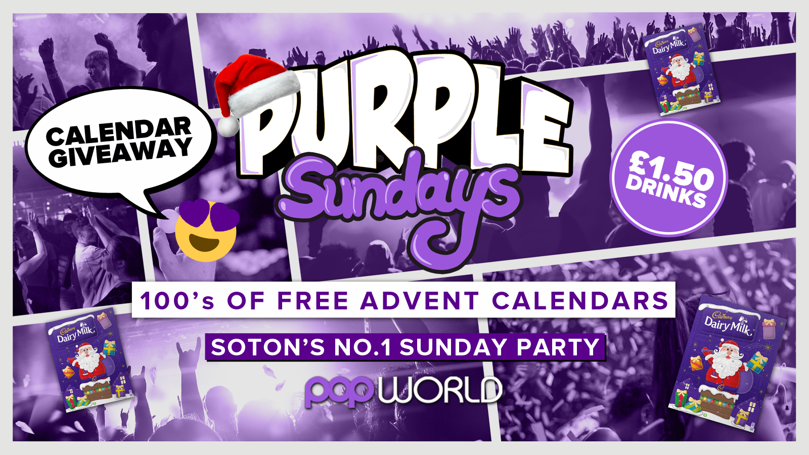 Purple Sundays @POPworld // £1.50 Drinks // Advent Calendar Giveaway!