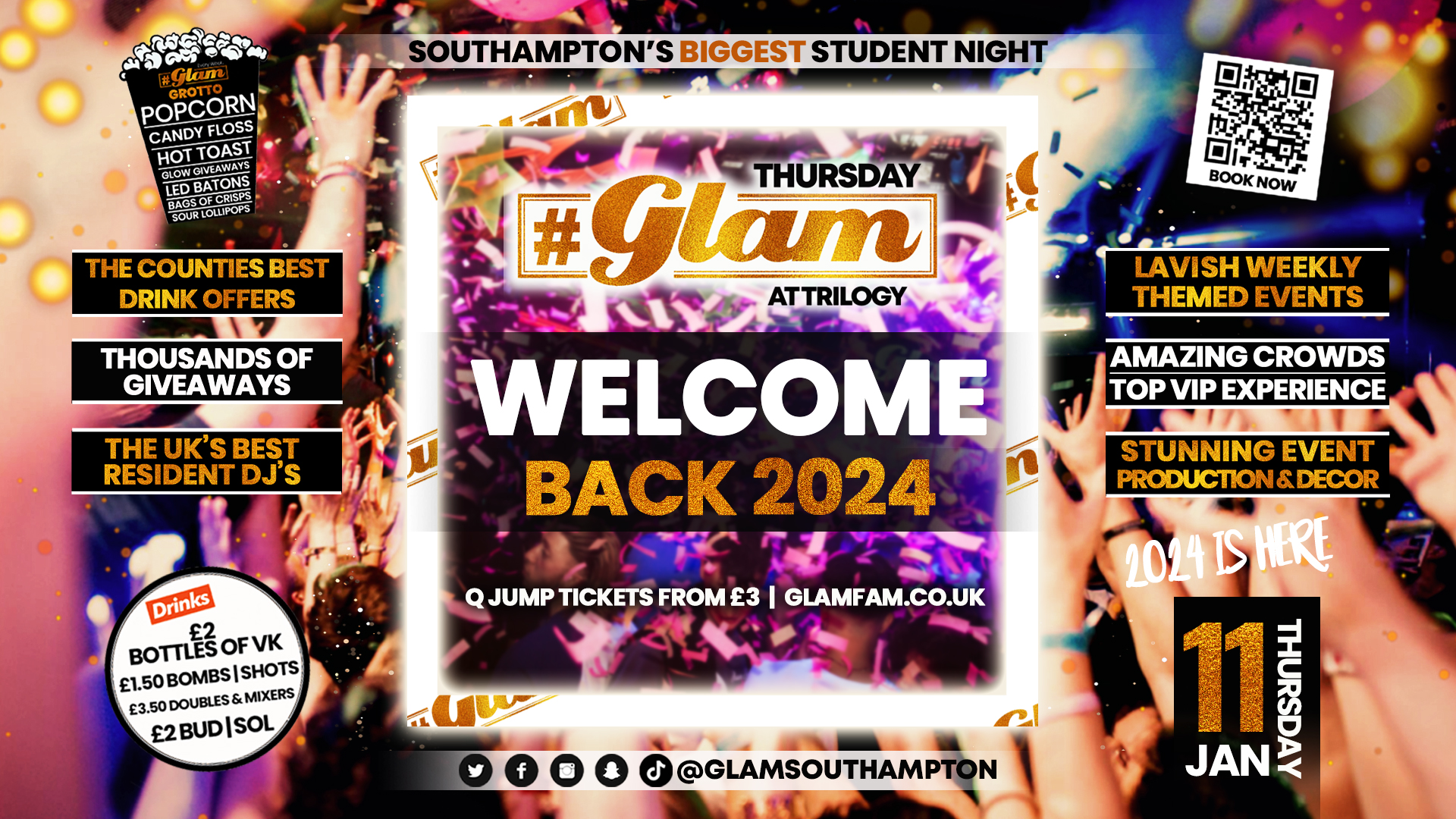 TONIGHT!!!❤️‍🔥❤️‍🔥  Glam – Southampton’s Biggest Student Night – Welcome Back 2024 – Thursdays at Trilogy