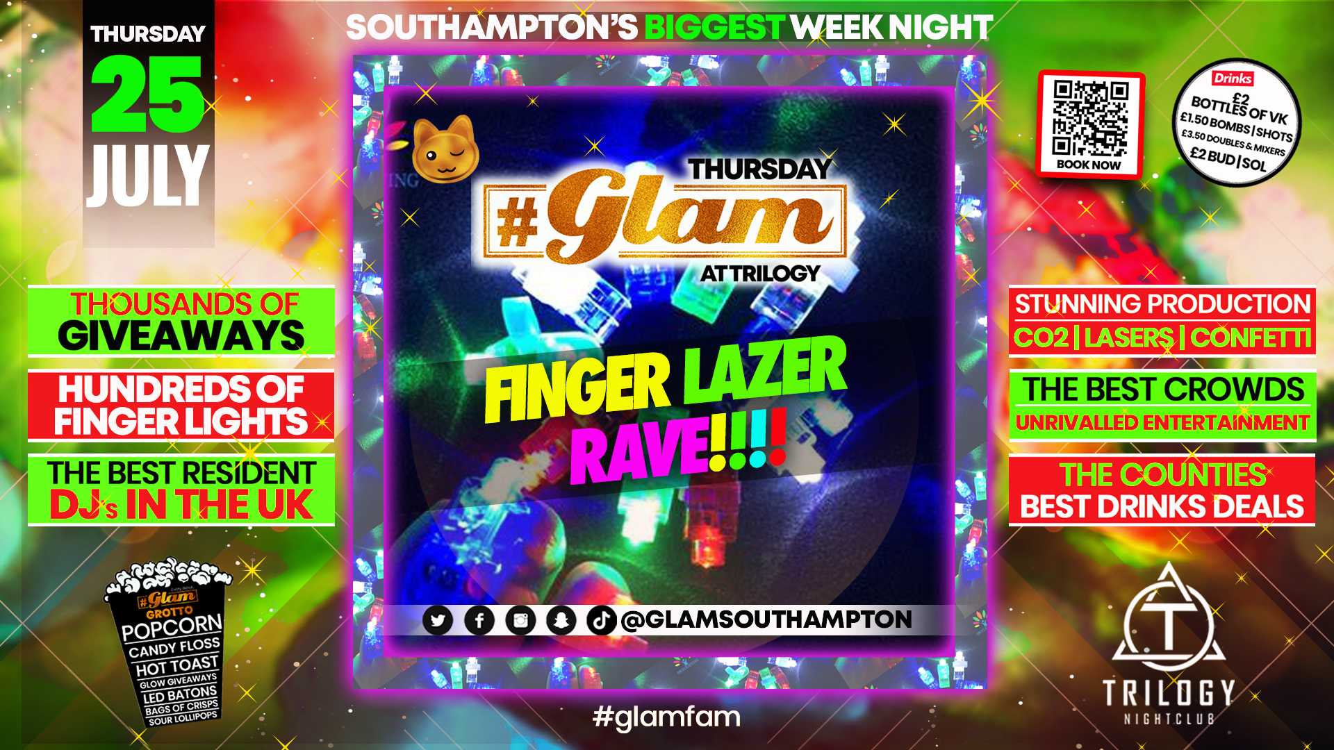 Glam – Southampton’s Biggest Week Night – FINGER LAZER RAVE 🤩 Thursdays at Trilogy