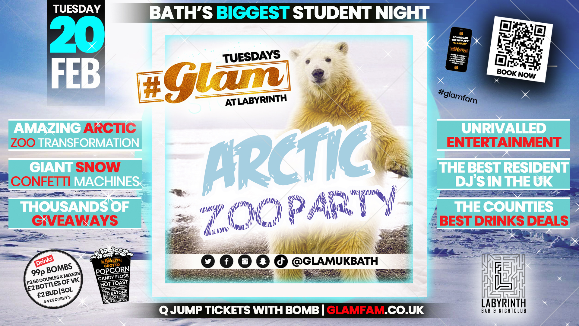 Glam – Bath’s Biggest Student Night – Arctic Zoo Party! 🐻‍❄️  | Tuesdays at Labs