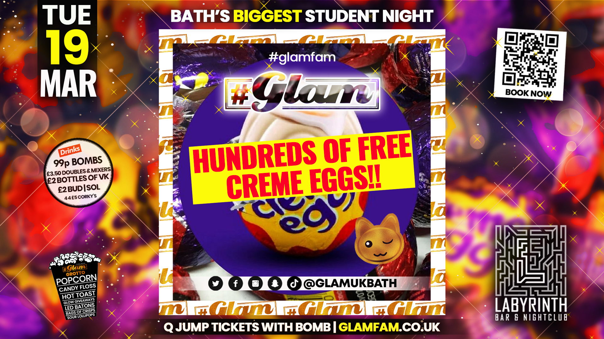 Glam – Bath’s Biggest Student Night – Creme Egg Party🥚  | Tuesdays at Labs