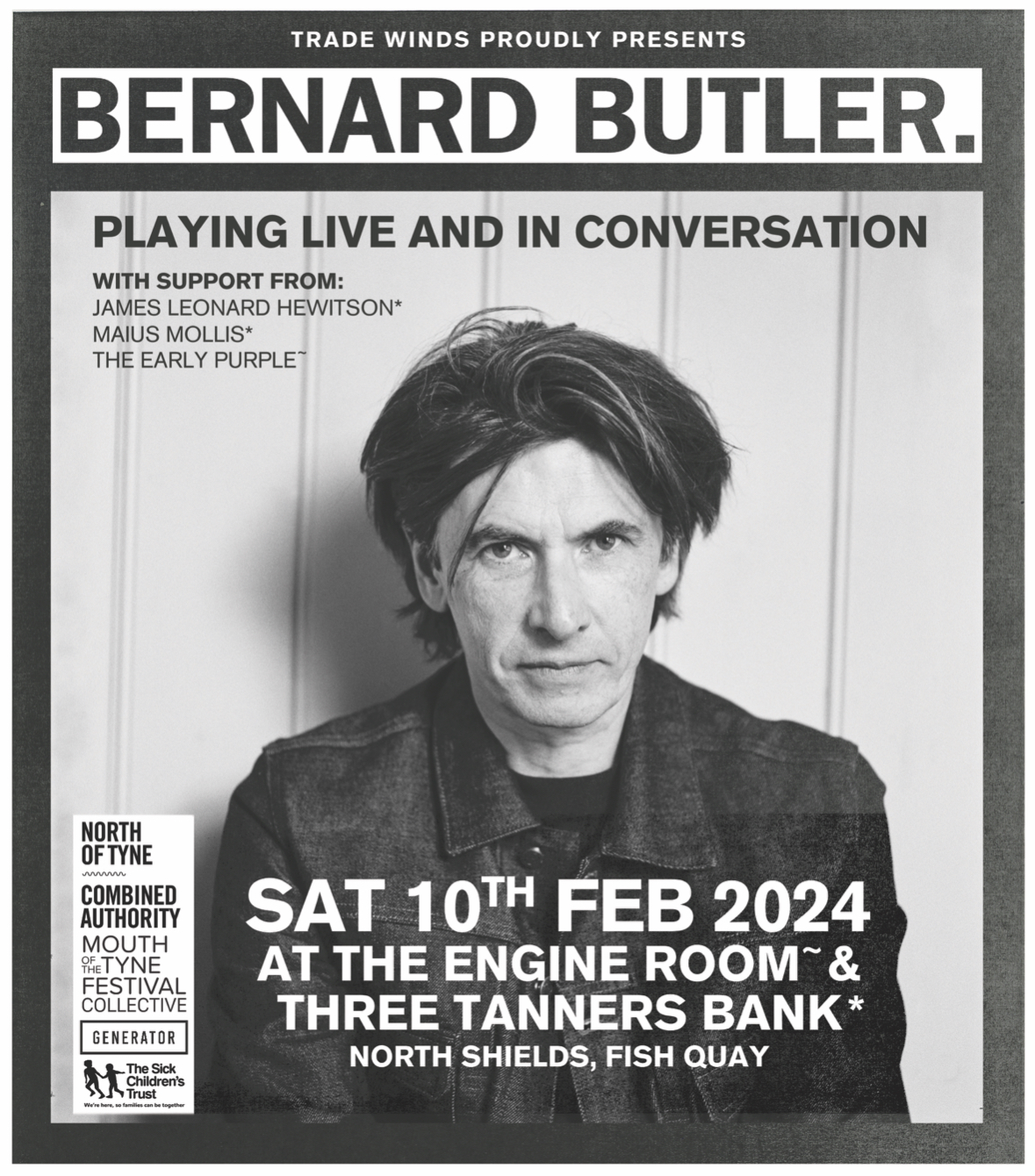 Bernard Butler at Three Tanners Bank, North Shields on 10th Feb | Fatsoma