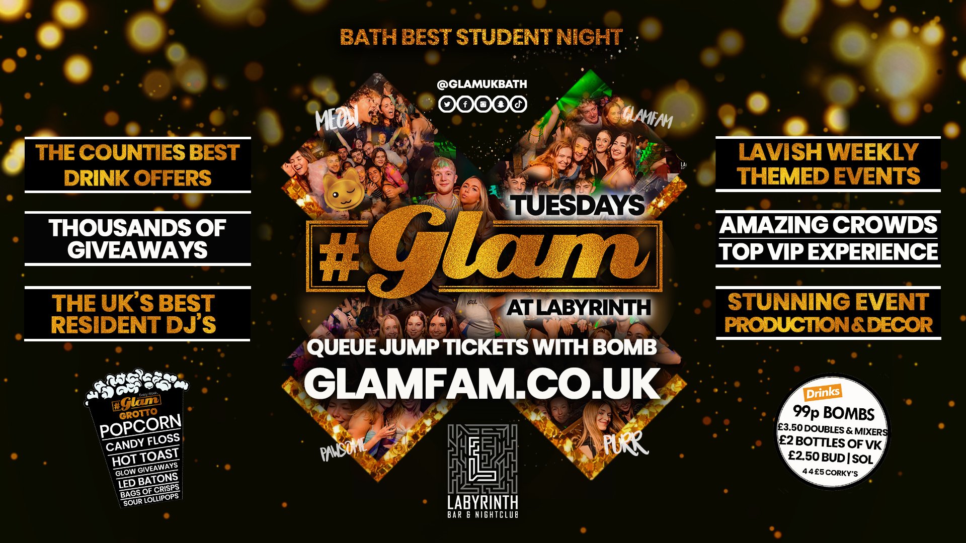 Glam – Bath’s Biggest Week Night | Tuesdays at Labs