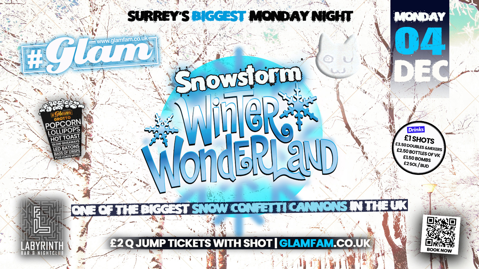 ❄️ TONIGHT ❄️ Glam – Winter Wonderland! Giant Snow Confetti Machines! ❄️