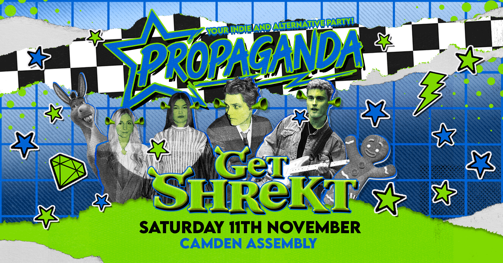This Saturday – Get Shrekt! – Propaganda London – Your indie & alternative Party at Camden Assembly!