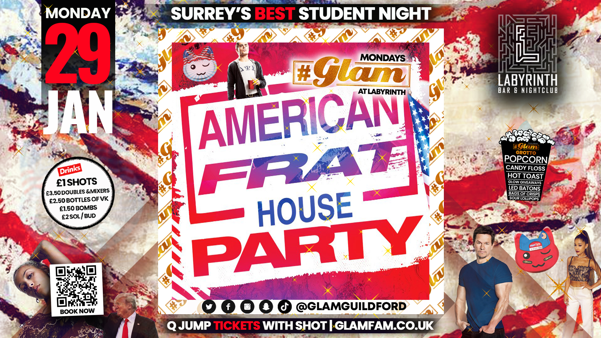 TONIGHT 🔥 Glam – Surrey’s Best Student Events! FRAT PARTY 🗽