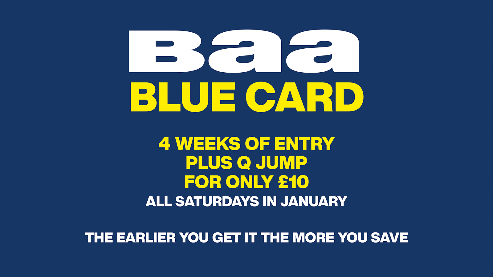 Blue Card – January Saturday Pass