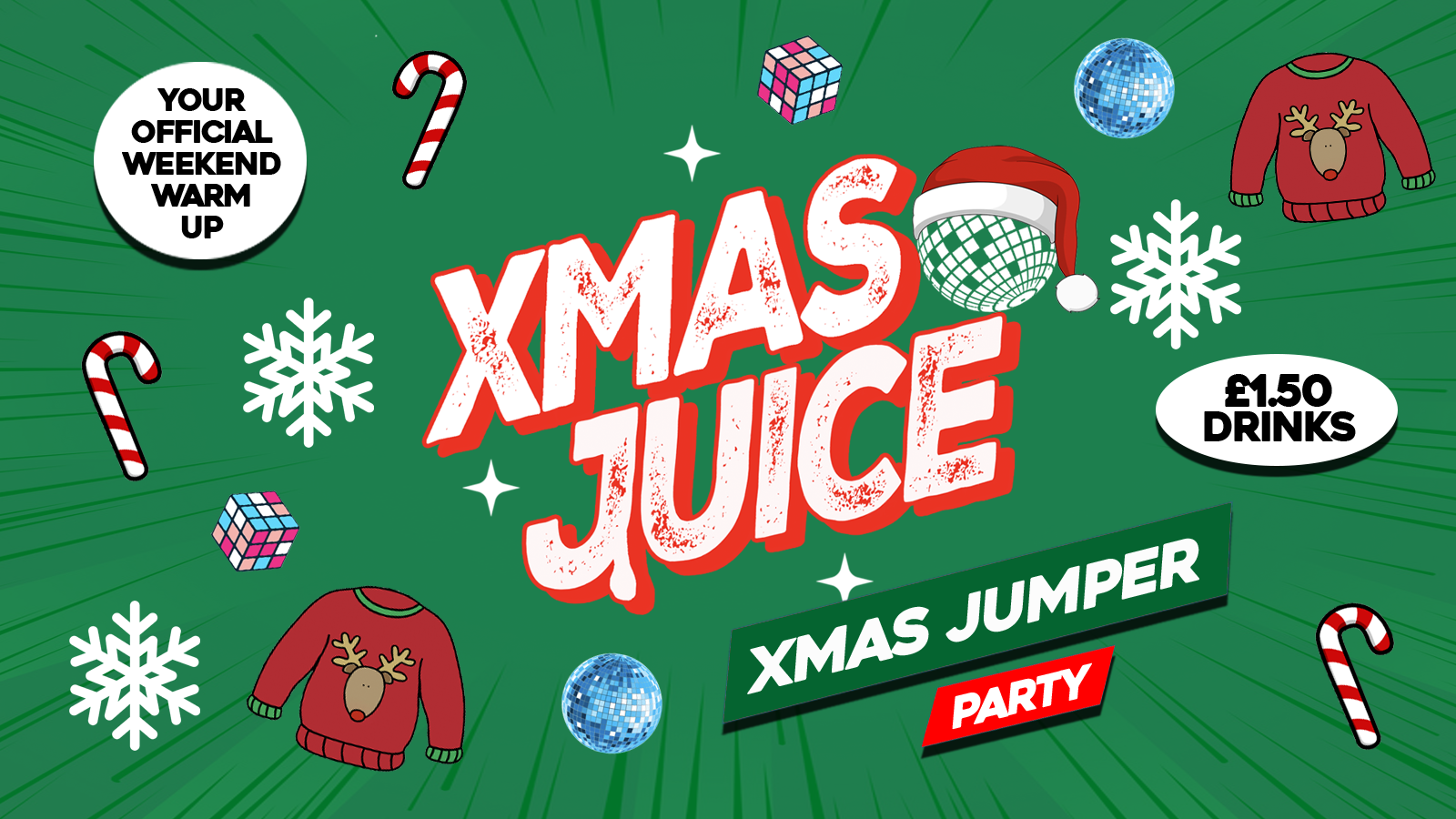 Xmas Juice Thursdays • Xmas Jumper Day Party • £1.50 Drinks • Popworld