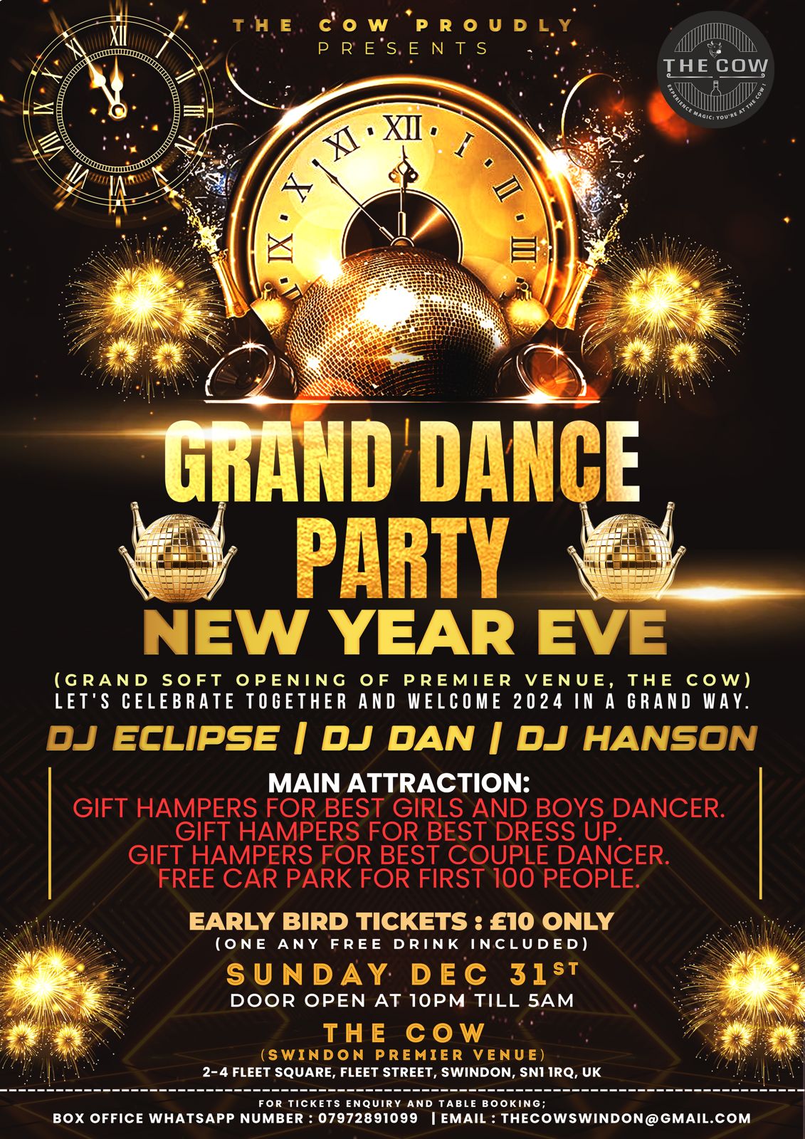 New Year's Eve Grand Dance Party at THE COW, Swindon on 31st Dec 2023 ...