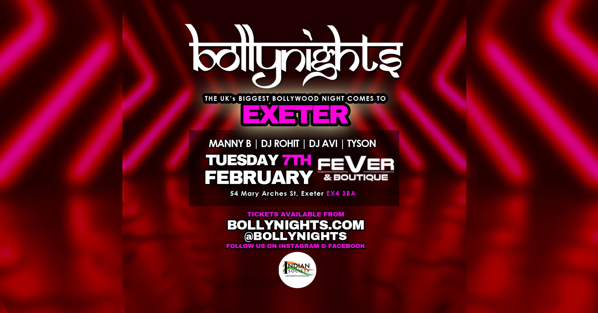 Bollynights Exeter – Launch : Tuesday 7th February | FEVER