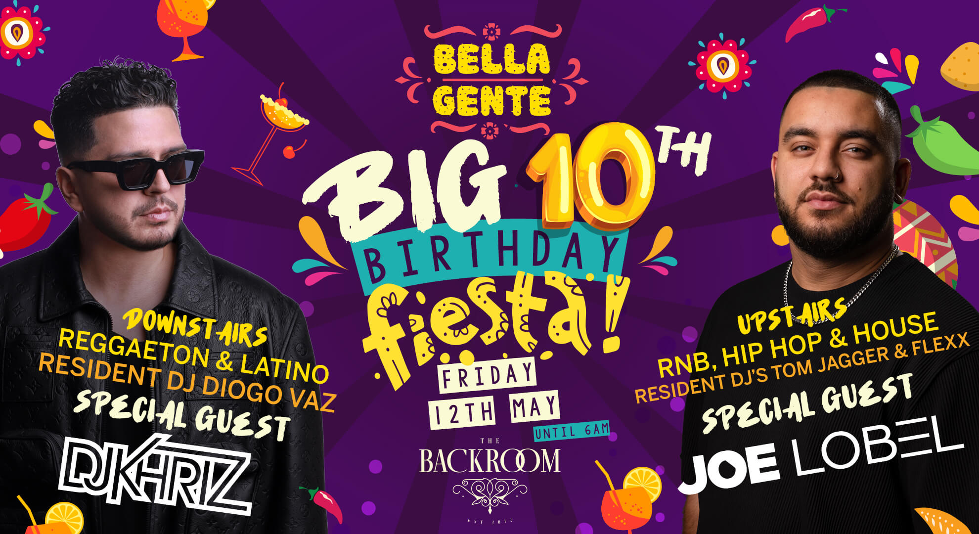 Bella Gente – 10th Birthday Fiesta 🎉@ The Backroom (Guests DJ Joe Lobel & DJ Khriz) – Friday 12th Math