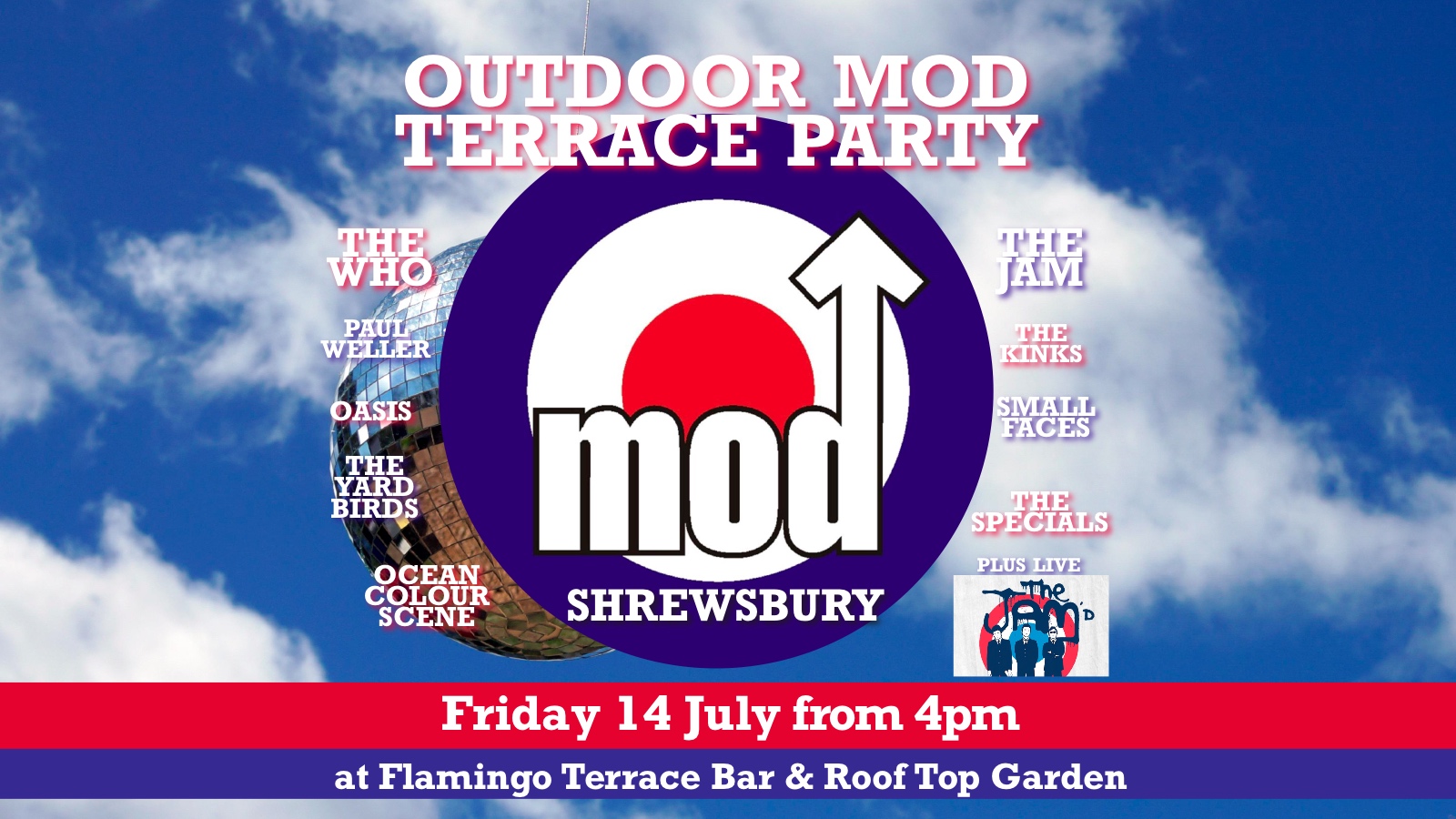 MOD OUTDOOR TERRACE PARTY – PLUS LIVE The Jam’d – the definitive live tribute band to The Jam