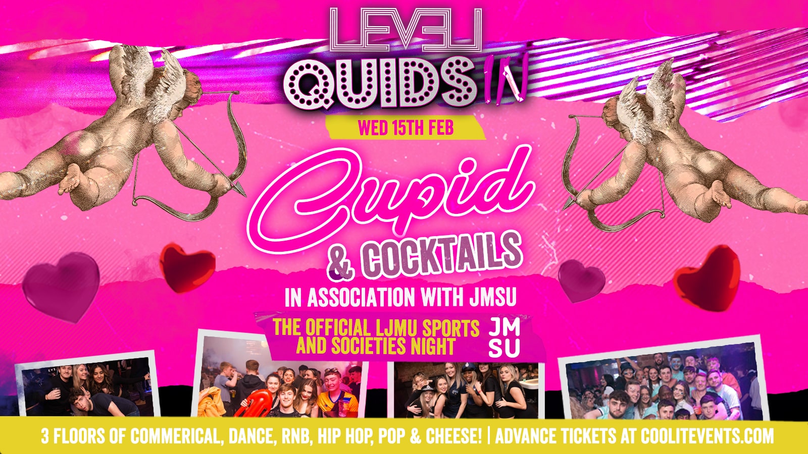 Quids In Wednesdays : Cupid & Cocktails – Official Sports & Societies Night with JMSU