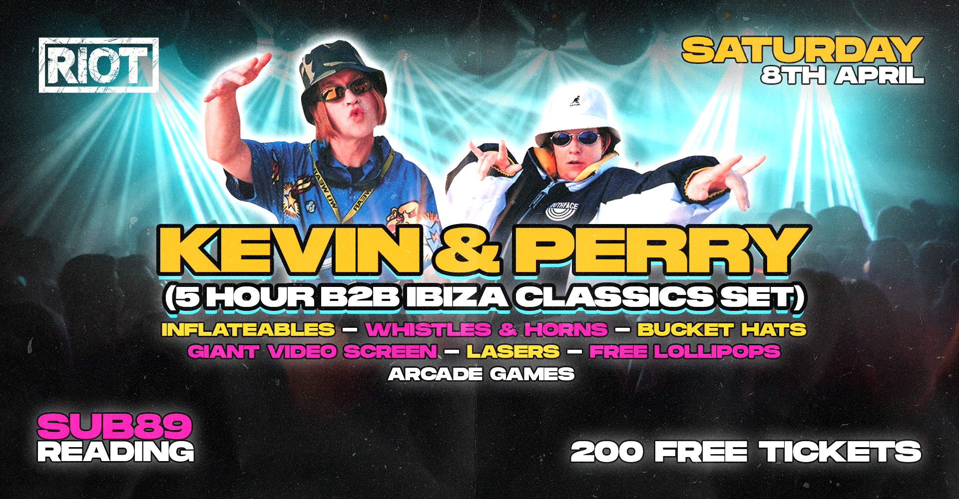Kevin & Perry 5 Hour Ibiza Classics Set @ SUB89 – Giant LED Video Wall, Lasers, Inflatables + More