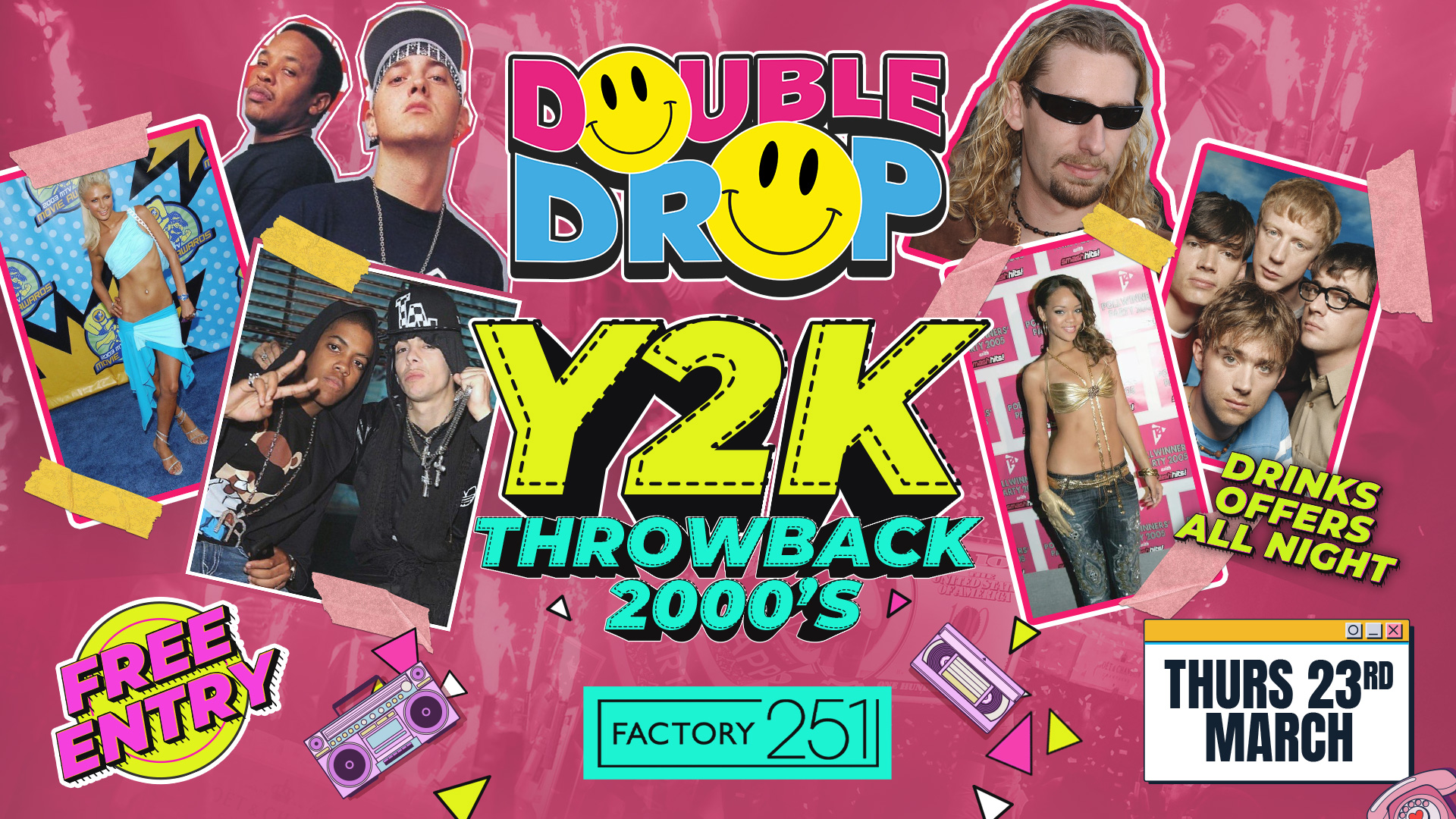 DOUBLE DROP ⚠️ FACTORY PRESENTS: Y2K 2000’s THROWBACKS 📼 FREE TICKETS !!