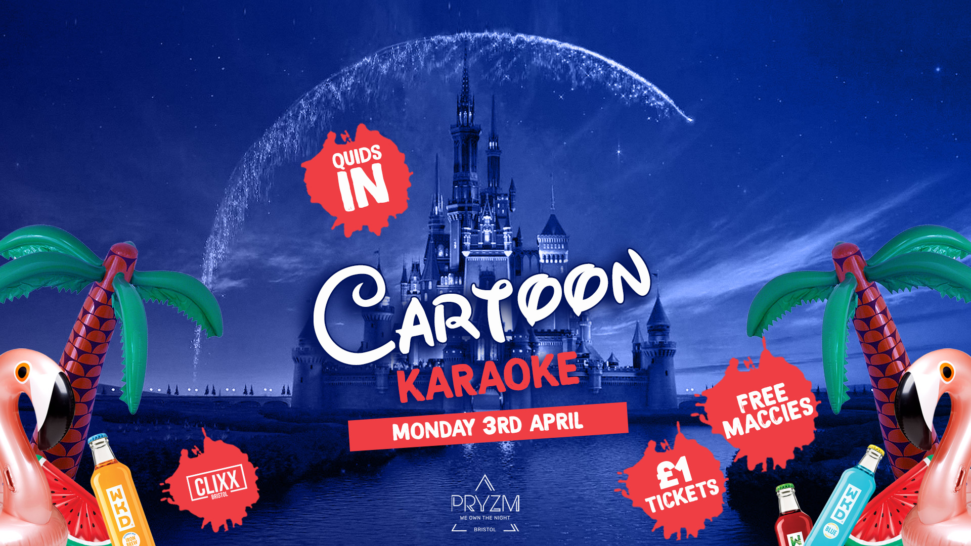 QUIDS IN – Cartoon Karaoke!  –   £1 Tickets