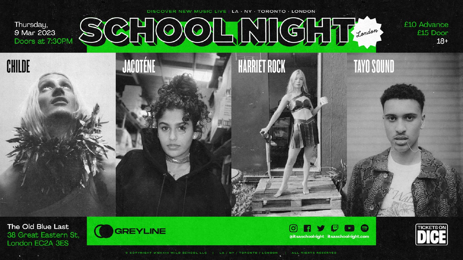 School Night London: Tayo Sound, Childe, Jacotene, Harriet Rock | London, Old Blue Last