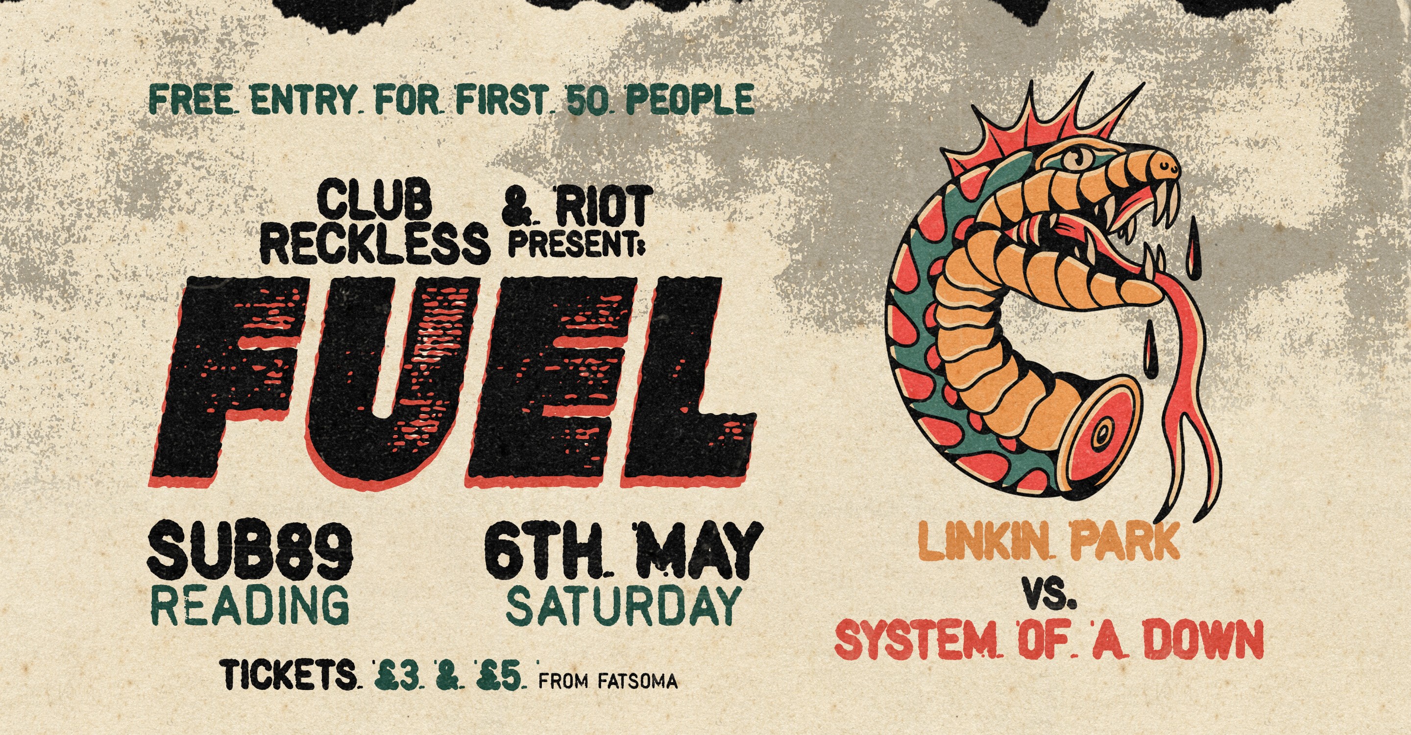 FUEL presents: Linkin Park v System of a Down – Rock, Metal, Punk & more – First 50 people FREE!