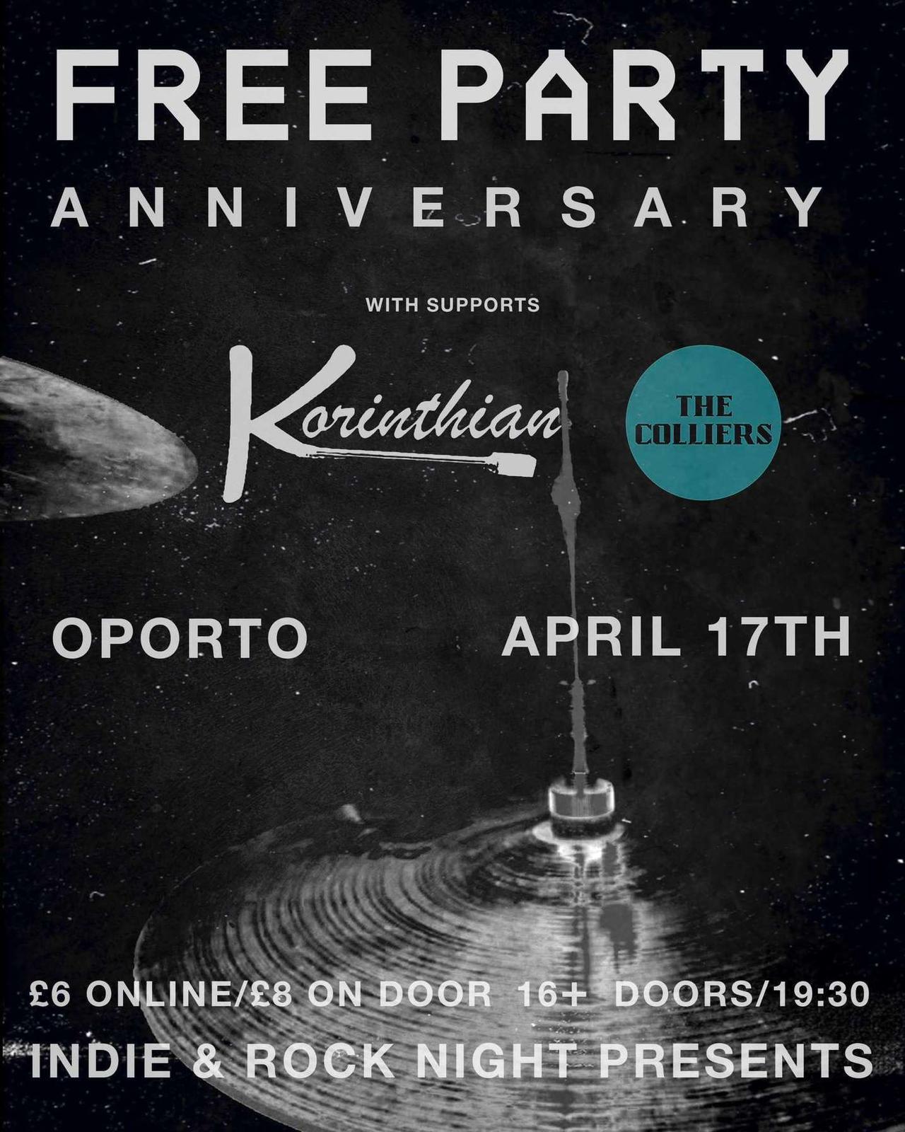 Free Party +  Korinthian and The Colliers
