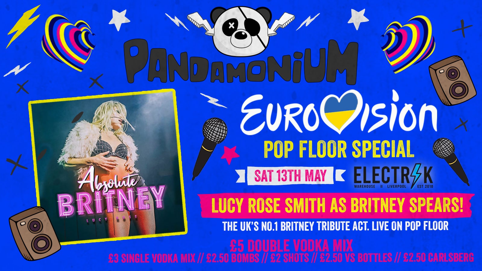 Pandamonium Saturdays : Eurovision Pop Floor Special with the UK’s No1 Britney Impersonator Lucy Rose Smith