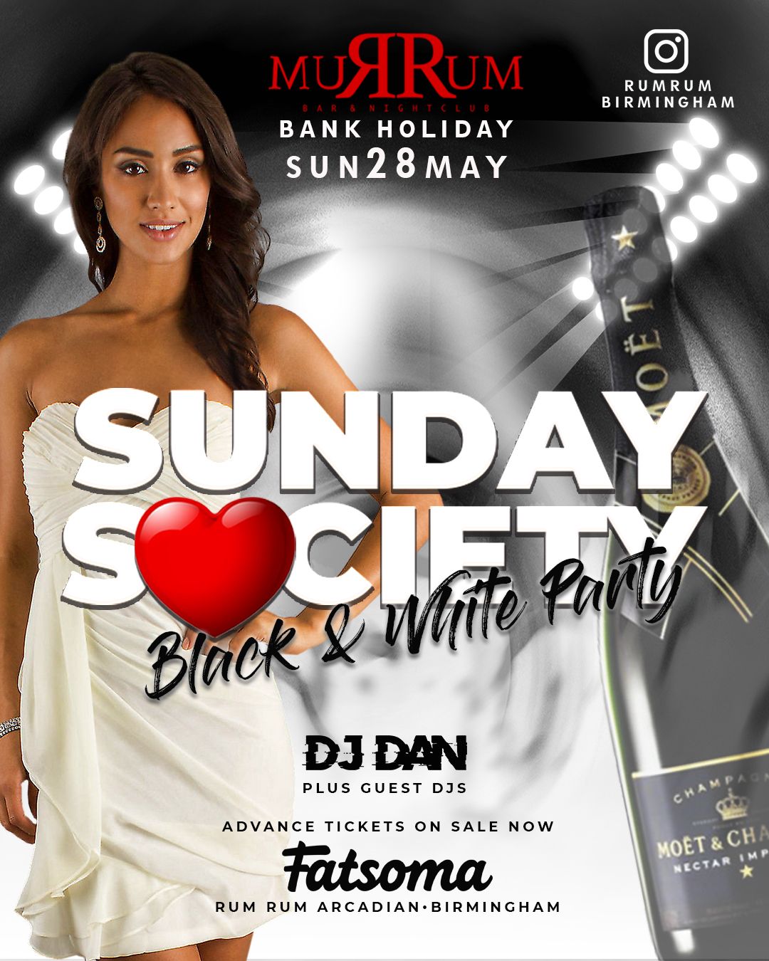 SUNDAY SOCIETY  BLACK N WHITE PARTY BANK HOL SPECIAL **£1 Entry + Free drink**