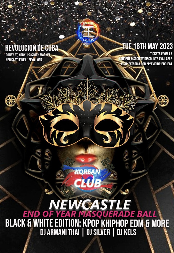KOREAN CLUB NEWCASTLE End Of Year Masquerade Ball with NSU KPop White & White Edition 16/05