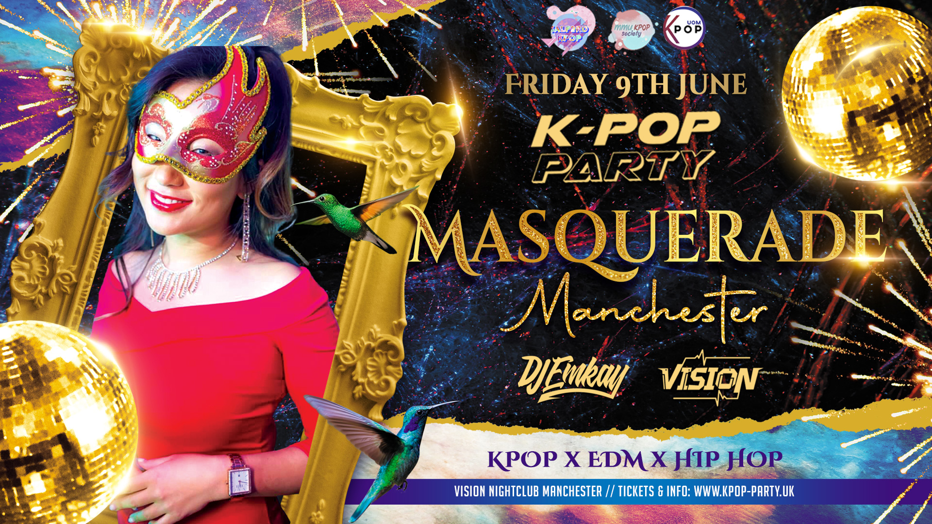 K-Pop Party Masquerade Manchester – KPOP x EDM x HIP HOP  with DJ EMKAY | Friday 9th June