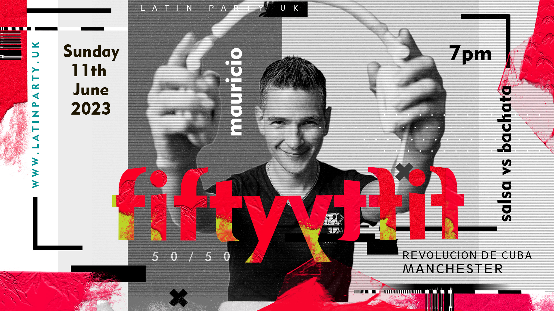 FIFTY FIFTY 50/50 – with Mauricio Reyes: Salsa vs Bachata –  Sunday 11th June | Revolucion de Cuba Manchester